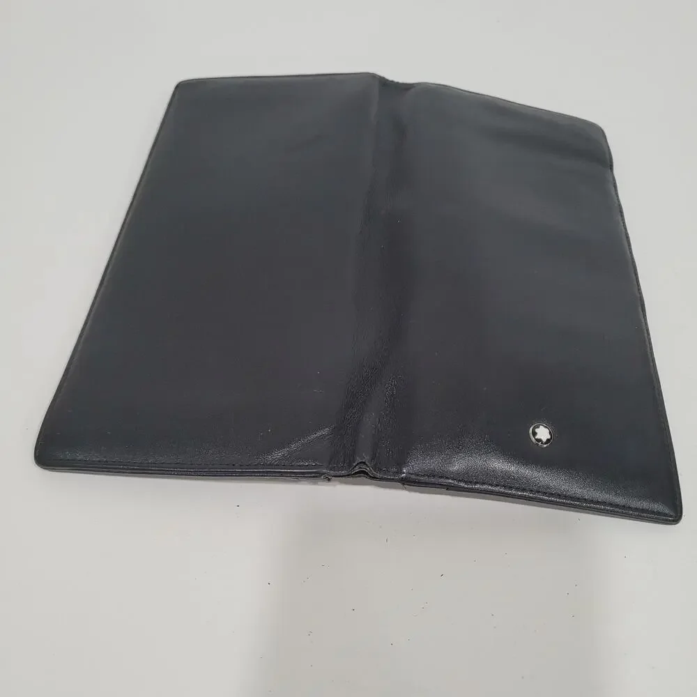 Montblanc Meisterstuck Men's Leather Black Wallet Card Bill Holder Long Bifold